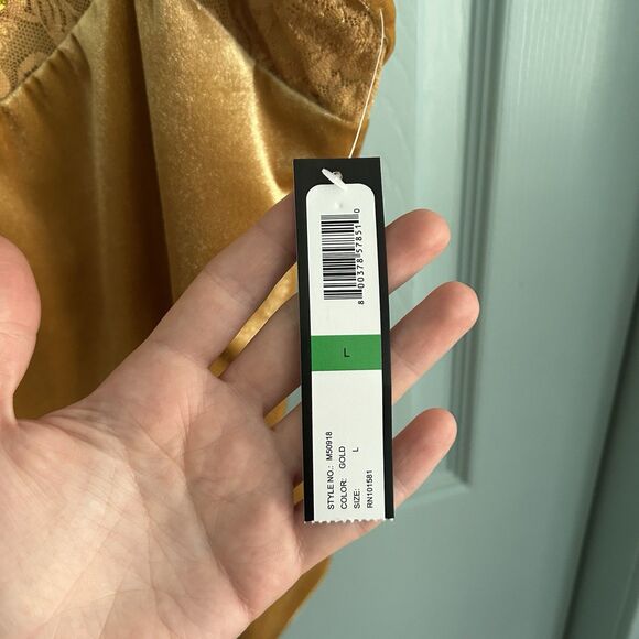 Maurice Sasson Y2K Gold Velvet Lace Tank Top Large Fairycore Whimsigoth V-Neck - Picture 5 of 8